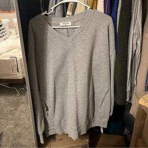 Zenana Outfitters V-Neck Sweater in Gray